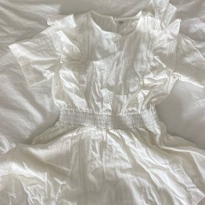 love shack fancy dupe: white mini dress: